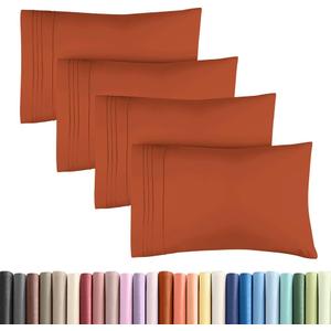 Standard Pillow Cases Set of 4 - Ultra Soft Hotel Quality Pillowcase Covers - Comfy Bedding for Women, Men, Kids & Teens - Machine Washable Pillow Protectors - 4 Piece Set - Standard Size Terracotta