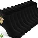 Ultra Thin Ankle Socks for Women, 5 Pairs Bamboo Rayon Low Cut Soft Breathable Seamless Ladies Socks, Lightweight Pastal Colors Black L