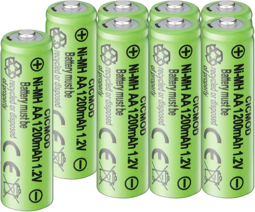 CICMOD Rechargeable AA Batteries 1.2V Ni-MH 1200mAh Double A Battery for Outdoor Garden Solar Lights 8 Pack