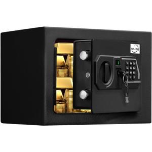 Tenamic Safe Box 0.23 Cubic Feet Electronic Digital Security Box, Keypad Lock Box Cabinet Safes, Solid Alloy Steel Office Hotel Home Safe, HB17 Black