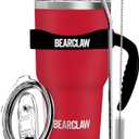 MalloMe BEARCLAW Insulated Tumbler With Handle & Straw - Stainless Steel Tumblers Coffee Travel Mug - Reusable Insulated Cup for Water with Brush, 2 Lids & Straws - Splash-Proof 30 Oz Ruby Red