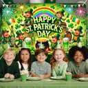 St. Patrick's Day Banner 71x43 Inch Leprechaun Shamrock Irish Party Decorations Outdoor Porch Entrance Celebration Green Holiday Display Background for Happy St. Patrick's Day Decor