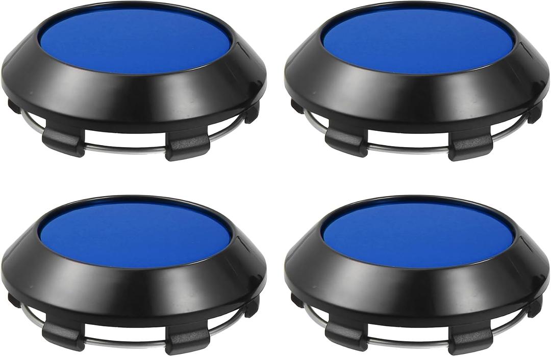 ACROPIX 70mm Dia 6 Clips Wheel Tyre Center Hub Caps Covers for Vehicle Black Gloss Blue - Pack of 4