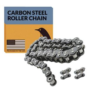 PGN #80 Roller Chain - 10 Feet + 2 Free Connecting Links - Carbon Steel Chain - 119 Links