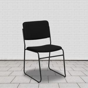 EMMA + OLIVER 500 lb. Capacity High Density Black Fabric Stacking Chair