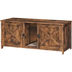 MAHANCRIS Cat Litter Box Enclosure for 2 Cats, 47.2" Hidden Litter Box Furniture with Double Room, Wooden Cat Washroom with Scratching Board, Indoor Cats House End Table, Rustic Brown CWHR1201