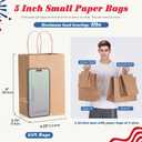 GSSUSA 200 Pack Brown Paper Bags 5.25x3.75x8 Inch Small Gift Bags with Handles Bulk, Brown Kraft Bag for Small Business, Sturdy Grocery Retail Shopping Birthday Party Favor Craft Bag