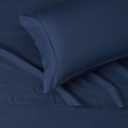 Amazon Basics Lightweight Super Soft Easy Care Wrinkle Free Microfiber 3 Piece Bed Sheet Set with 14-Inch Deep Pockets, Twin, Navy Blue, Solid, Kids, Men & Women Bedding