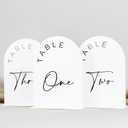 JINMURY White Arch Wedding Table Numbers 1-15 with Stands, 5x7 Inch Acrylic Arch Sign with Black Lettering, White Acrylic Table Numbers for Wedding Reception