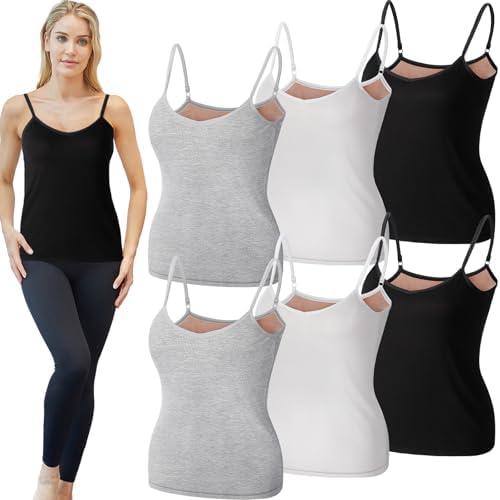 Xtinmee 6 Pcs Warm Thermal Tank Top for Women Spaghetti Straps Camisole Fleece Lined Camisole Underwear Vest, S