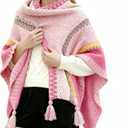 Women's Knitted Shawls Scarf Poncho Sweater Knit Cape Fall Winter Pullover Knitting Cardigan with Tassel