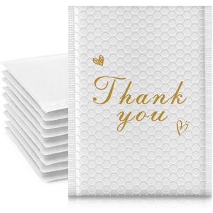 Thank You Bubble Mailers 6x10'' 25 Pack, Self Sealing Padded Envelopes, Strong Adhesion Bubble Envelopes, Waterproof Mailing Envelopes, Cushioning Shipping Envelopes - White