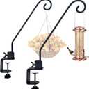 Heavy Duty Deck Hook,Courtyard Decoration,Pole 16.5”Long Metal Deck Railing Hooks for Hanging Bird Feeders,Planters,Suet Baskets,Lanterns,Wind Chimes,Clamp Mounted,Under 18 LBS(2 Pack)