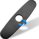 10 Inch Sink Faucet Hole Cover Deck Plate, 304 Stainless Steel Escutcheon Plate for 1 or 3 Hole Kitchen or Bathroom Sink Faucet, Matte Black Finish for Pull Down/Pull Out and Mixer Tap