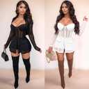 Jigfar Women Sexy Elegant Bodycon Jumpsuit Going Out Romper Birthday Party Club Night Outfits, Size M