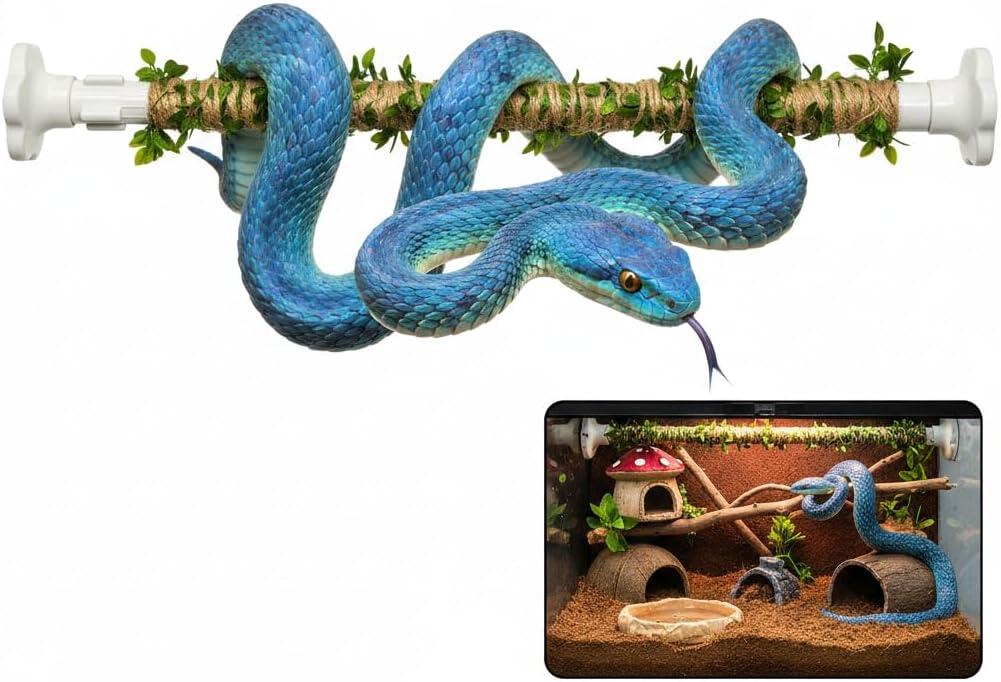 Snake Climbing Stick for Ball Python, Lizard, Tarantula, Hermit Crab, Leopard Gecko & Tree Frog, 20.08-31.5" Extendable Reptile Tank Accessory for Enclosure Enrichment & Habitat Decor