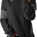 Dokotoo Oversized Sweatshirts for Women Long Sleeve Cute Crewneck Sweatshirts Fall 2025 Fashion Clothes Loose Color Block Pullover Tops Black, Medium