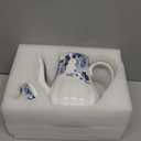 Tea Pot, Porcelain Teapot 37 Oz, Tea Pots For Tea Party, Tea Infuser Pots For Blooming Loose Leaf Tea (White With Blue Flower)
