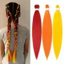 Pre Stretched Colorful Braiding Hair Extensions 3pack 26inch Red Orange Yellow Colored Synthetic Braid Hair for Braiding Box Braids Yaki Knotless Prestretched Braiding Hair