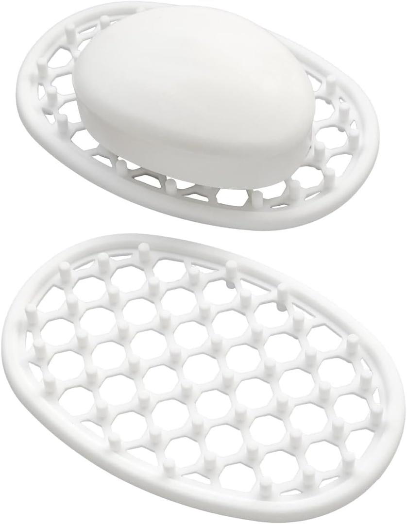 2 Pack Soap Dish for Shower, Non-Slip Silicone Bar of Soap Holder Saver Pad with Efficient Drainage Holes, Bar Soaps Saver for Shower Niche/Shelf, Bathtub, Bathroom Sink, Kitchen Counter