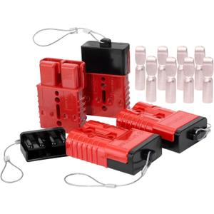 Spurtar 175A Battery Quick Connect/Disconnect, 1/0 AWG Wire Harness Plug, 12-36V Quick Connect Jumper Cables for Car ATV Lifts Motors Trailer Towing Winch, 4Pcs, Red
