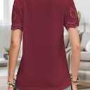 Womens Summer Tops V-Neck Short Sleeve Shirts Casual Blouses Waffle Knit Top 2025 Trendy Clothes (Red, M)