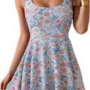 B2prity One Piece Swimdress Swimsuits for Women Tummy Control Swim Dress Cute Modest Skirt Bathing Suit (Large, Orange,floral Printed)