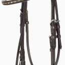 HORZE Weston Padded Leather Snaffle Bridle with Flash Noseband and Web Reins | English Bridle for Horses (Brown)