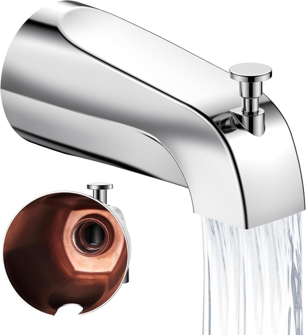 Universal Bathtub Tub Spout with Diverter, Wall Front Mount Tub Faucet Spout 1/2" IPS Thread, Compatible with Westbrass E531D-1F-62 Replacement (Chrome)