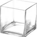 Royal Imports Flower Glass Vase Decorative Centerpiece for Home or Wedding Clear Glass, Cube Shape, 5" Tall, 5"x5" Opening