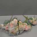 Tigeen 6 Bundles Artificial Bouquet Flowers Artificial Peonies Faux Roses Silk Flowers Hydrangea Bouquet for Wedding Table Centerpiece Floral Vase Decor (Pink)