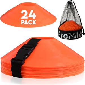 Disc Soccer Cones for Training Kids - 200,100,50 Small Plastic Cones for Sports Training - Flexible Conos for Soccer Practice Equipment, Basketball & Football Drills Equipment (Orange - 24 Pack)