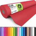 GUTAG 36" x 1200" (100') Kraft Paper Roll for Craft Bulletin Board Paper Art Table Covering Crafting Gift Wrapping Bouquet Packing Parcel 70GSM 50LB (Red, 36x1200)