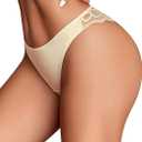 Avidlove Womens Underwear Sexy Lace Panties Cheeky No Show Bikini Panty (Beige, XXL)