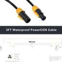 Extension powerCON True1 Male to Female Cable - 3FT 14AWG PowerCon Extension Cable, Heavy Duty Outdoor 20A Waterproof True Connector for Stage Light/Speaker(SAC3MX - SAC3FX)
