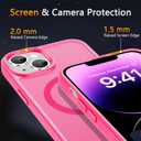 2 x LATVIN for iPhone 14 Case & iPhone 13 Case, Magnetic Phone Cover, Compatible with MagSafe, Military Grade Protection, Translucent Matte Frosted Back, Hot Pink