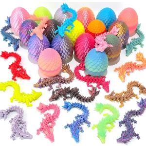 12 Pcs Random 3D Printed Dragon Eggs with Dragon Inside,Mystery Easter Egg Set Articulated Fidget,Home Office Decor Executive Desk Gifts