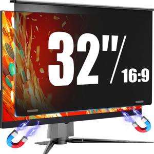 Magnetic Privacy Screen for 32 Inch Flat Computer Monitor 16:9 Aspect Ratio,32in Removable Anti Glare Filter,Blue Light Blocking Privacy Shield Eye Protection,Hanging Anti Spy Desktop PC Protector