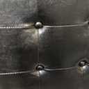 Black Large Square Leather Storage Ottoman with Nailhead Trim