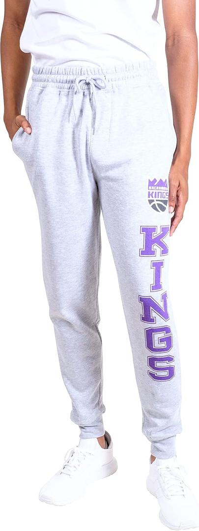 Ultra Game Men's NBA Official Super Soft Team Jogger Sweatpants (Gray, L)