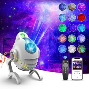 Star Galaxy Projector for Bedroom-Robot Dog Night Light Projector, Starry Nebula Ceiling LED Lamp with Bluetooth Speaker and Remote, Gift for Christmas Birthday Game Party-White