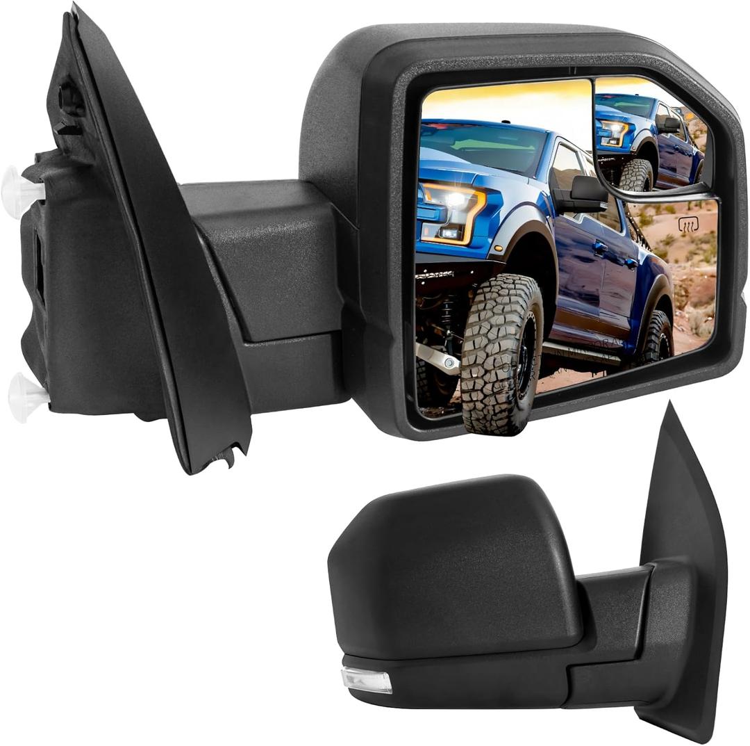 Right Passenger Side Mirror, For Ford F150 Side Mirror Replacement 2015-2020, For Ford F150 Side View Mirror, w/Temperature Sensor, Heated, Turn Signal Light, 8 Pins FO1321556