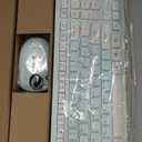 Wireless Keyboard and Mouse Combo, Full-Sized Wireless Keyboard and Adjustable DPI Mouse, 2.4GHz USB Receiver, Keyboard and Mouse for PC, Windows, Desktop, Laptop (Mint Green and White)