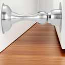 Magnetic Door Stop No Drilling Door Stop with 3D Adhesive Tapes Keep Door Open Door Stainless Steel Screws for Stronger Mount (Silver) (1 Pack)