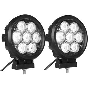 Lightronic 6 Inches Round Offroad LED Headlights, 6000K Cool-White Spot Beam, Rugged Aluminum Thin-Size Housing, Plug & Use DT Connector, 12V/24V DC, 2-Pack