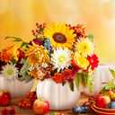 Sieral 3 Pcs Pumpkin Shape Ceramic Vase Fall Flower Vase 5.5 Inch White Ceramic Vase Pumpkin Flower Pot for Fall Thanksgiving Party Home Room Office Farmhouses Decoration