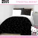 Jay Franco Hello Kitty Stars Full Comforter Set - 7 Piece Bedding Includes Sheet Set & Pillow Covers - Super Soft Zodiac Black & Gold Bedding