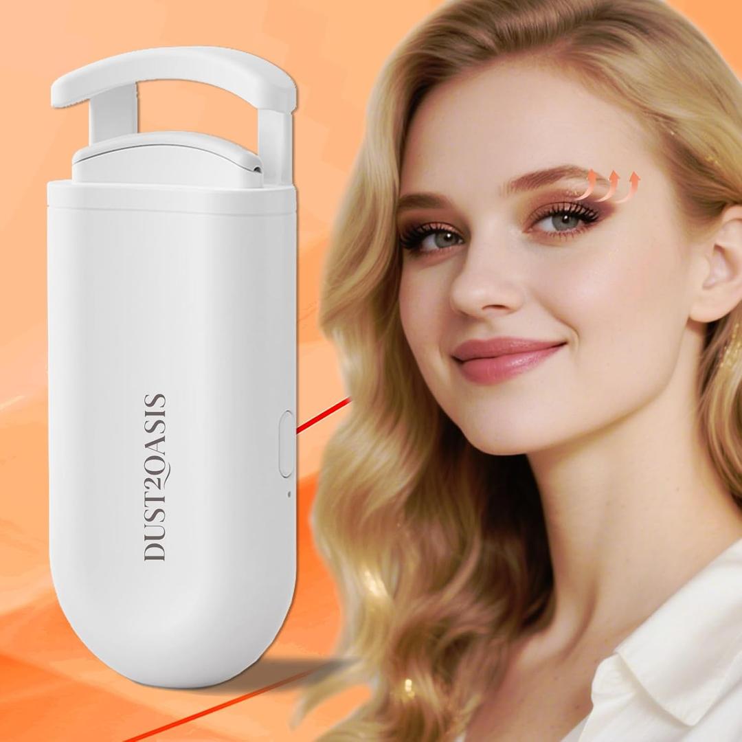 Heated Eyelash Curler - Wide Open Dual-Arc Design Heated Lash Curler - Electric Eyelash Curler - Type-C Rechargeable Mini Lash Curler Natural Curling 24H Long Lasting for Women - White BY01