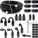 6AN PTFE Fuel Line Kit, 5/16" Nylon Stainless Steel Braided, LS Swap EFI E85 Injection Fuel Hose Fitting 20FT