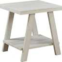 Roundhill Furniture Athens Contemporary Wood Shelf End Table, White, Regular End Table, 1pc, 23.6"D x 22"W x 23.25"H
